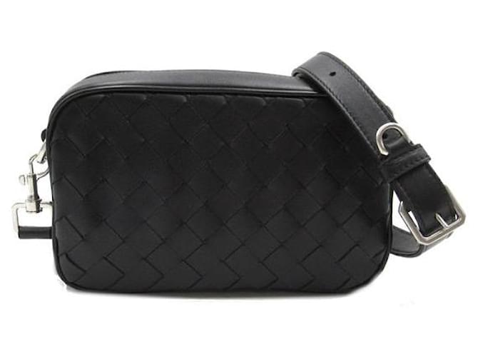 Bottega Veneta Intrecciato Mini Crossbody Bag Black Leather  ref.1312277
