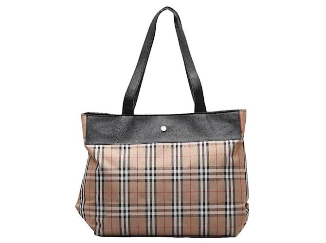 Burberry House Check Canvas Tote Bag Brown Cloth  ref.1312280