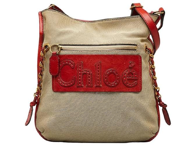 Chloé Canvas Haley Crossbody Bag Brown Cloth  ref.1312314