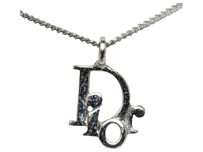 Dior Logo Pendant Necklace Silvery  ref.1312317