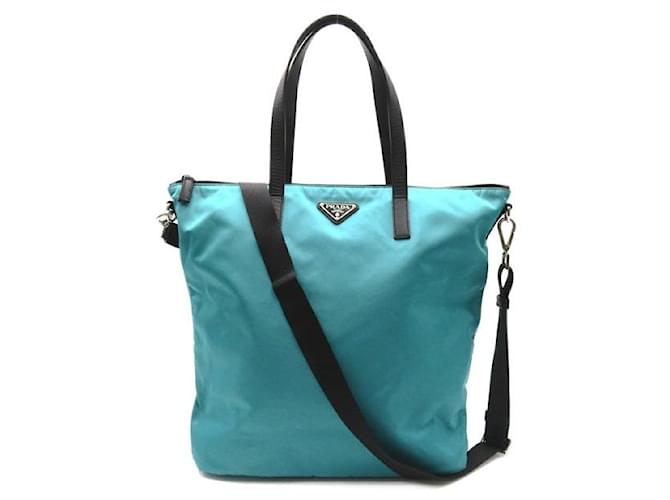 Prada Tessuto Zip Tote Bag Blue Nylon  ref.1312376