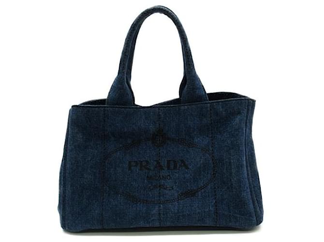 Tote Prada Canapa-Logo-Einkaufstasche Blau John  ref.1312379