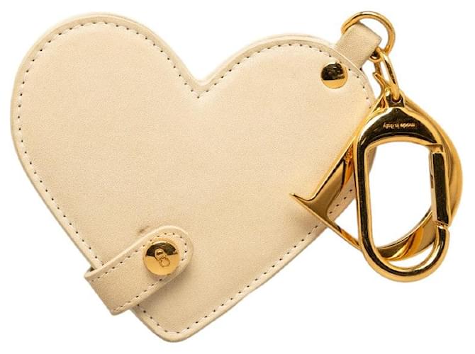 Dior Leather Heart Mirror Bag Charm White Pony-style calfskin  ref.1312390