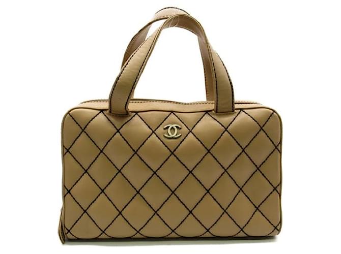 Chanel CC Wild Stitch Handbag Brown Lambskin  ref.1312409