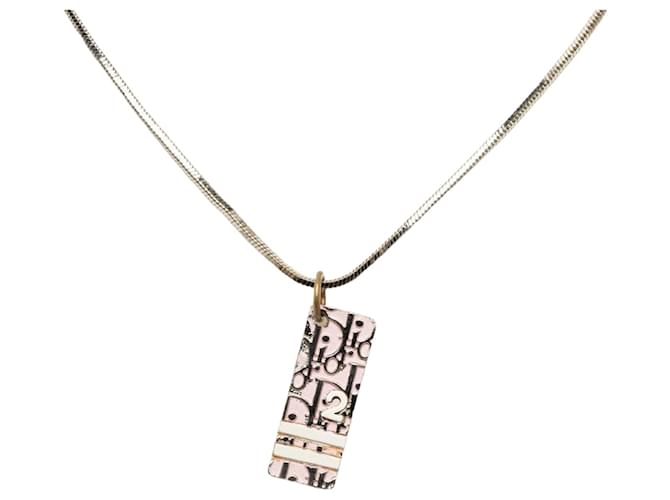 Dior Collar con colgante de plata con monograma oblicuo  ref.1312410
