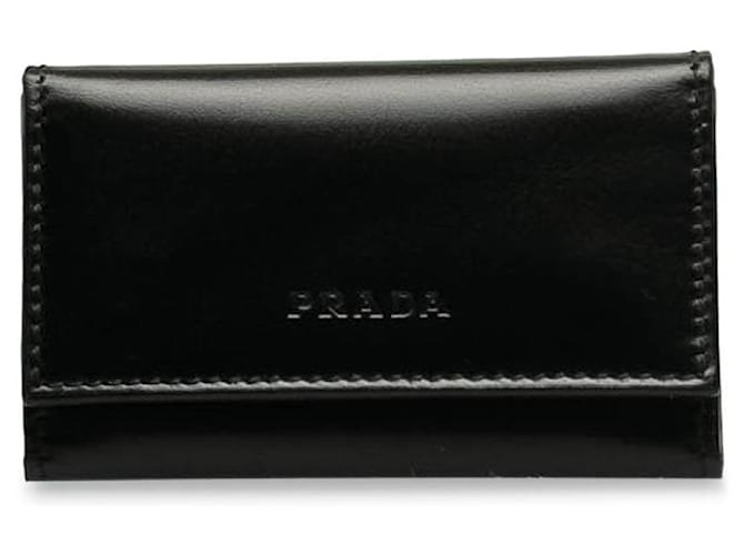 Prada leather 6 key holder Black Pony-style calfskin  ref.1312412