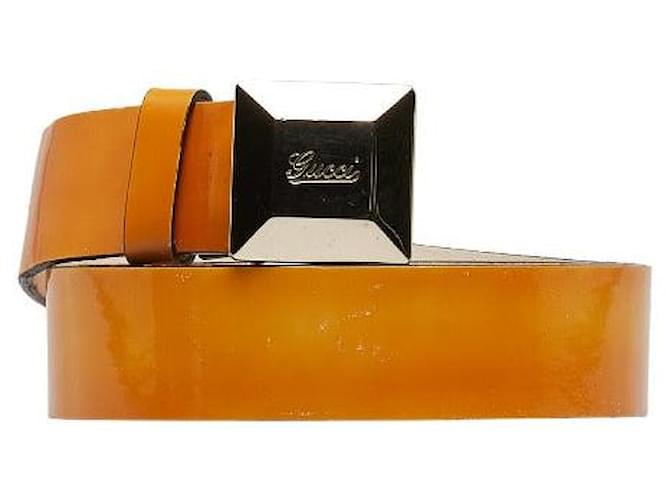 Gucci Square Buckle Leather Belt Yellow Pony-style calfskin  ref.1312447