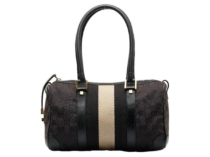 Gucci GG Canvas Mini Web Boston Bag Black Cloth  ref.1312455
