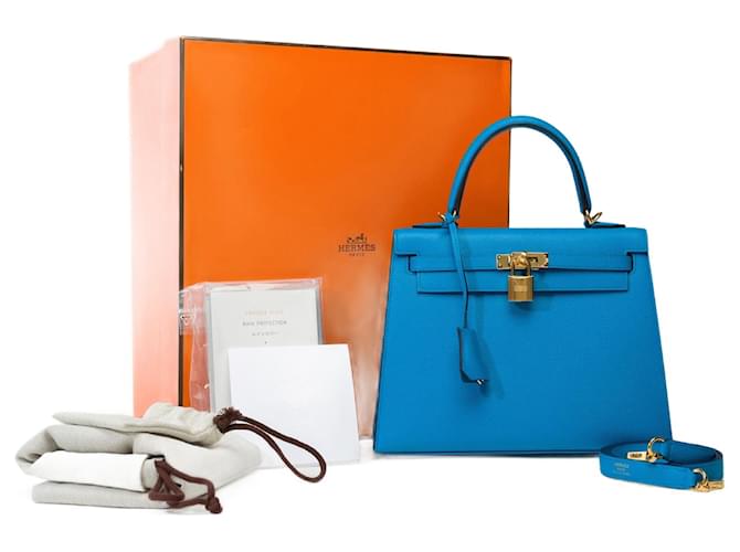 Hermès Hermes Kelly bag 25 in Blue Leather - 101800  ref.1312484