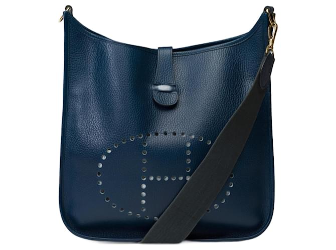 Hermès HERMES Evelyne Bag in Blue Leather - 101787  ref.1312485