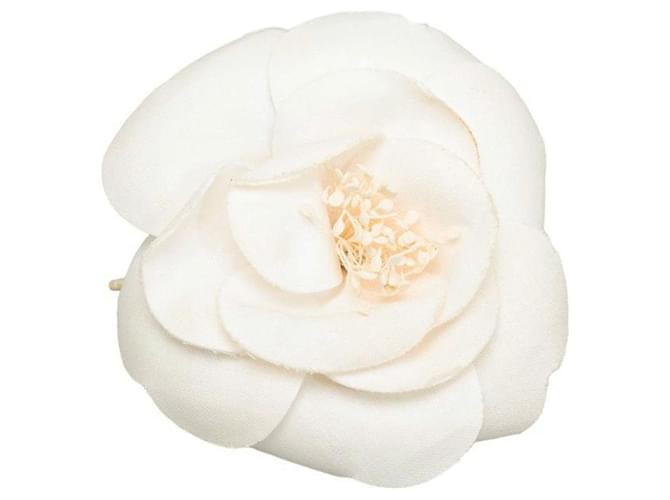 Chanel Camellia Flower Brooch White Cloth  ref.1312498