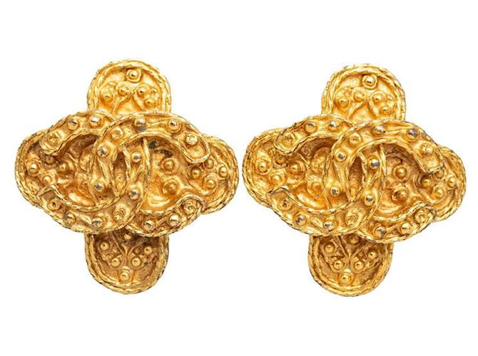 Chanel CC-Kreuz-Ohrclips Golden  ref.1312509