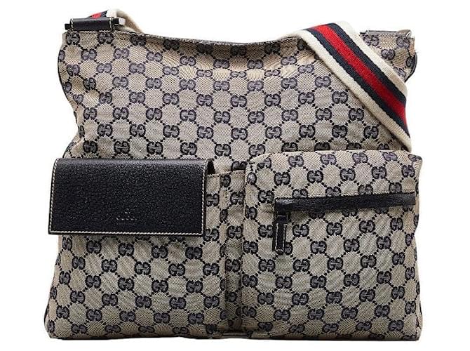 Gucci GG Canvas lined Pocket Messenger Bag Brown Cloth  ref.1312579
