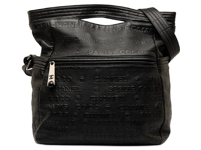 Chanel Embossed Logo Unlimited Messenger Bag Black Lambskin  ref.1312583