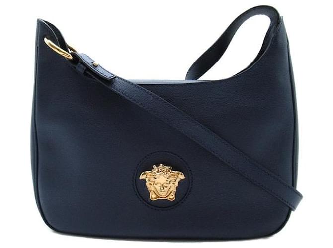 Versace Medusa Leather Shoulder Bag Blue  ref.1312611