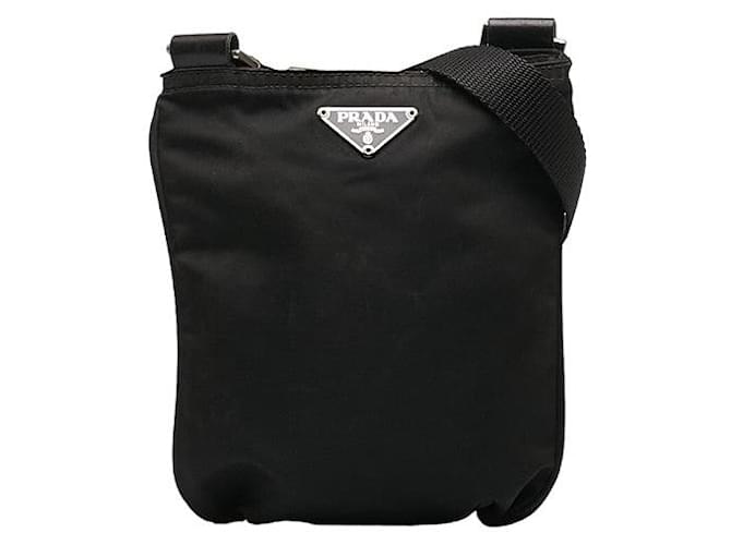 Prada Tessuto Flat Crossbody Bag Black  ref.1312713
