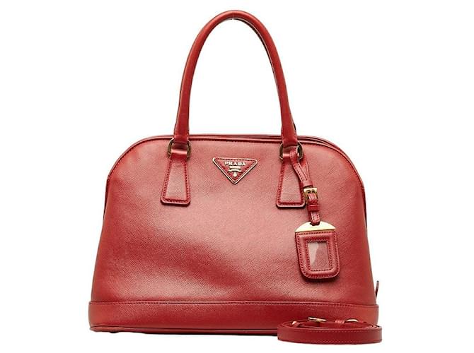 Prada Saffiano Lux Dome Bag Red Pony-style calfskin  ref.1312720
