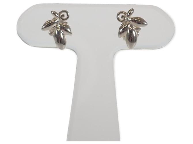 Tiffany & Co Silver Paloma Picasso Olive Leaf Earrings Silvery  ref.1312726