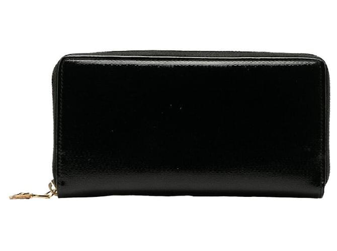Yves Saint Laurent Leather zip around wallet Black Pony-style calfskin  ref.1312729