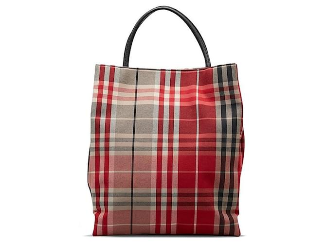 Burberry Nova Check Tote Bag Red Cloth  ref.1312750