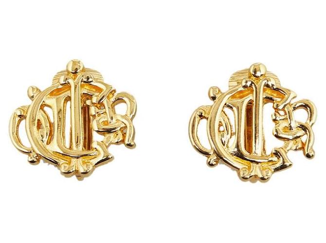 Dior Logo Insignia Clip On Earrings Golden  ref.1312801