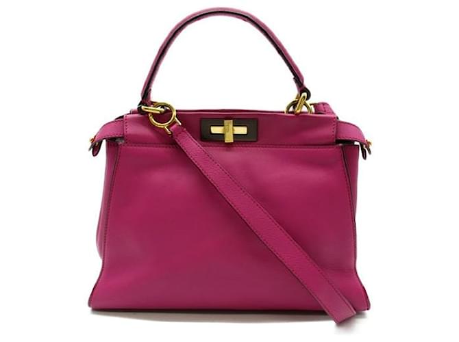 Fendi Medium peekaboo leather handbag Purple Pony-style calfskin  ref.1312803