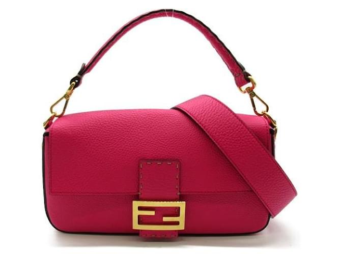 Fendi Leather Baguette Pink Pony-style calfskin  ref.1312804