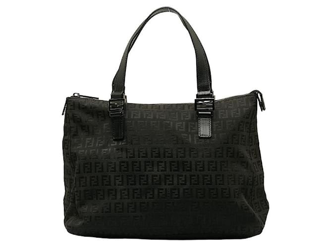 Fendi Zucchino Canvas Handbag Black Cloth  ref.1312835