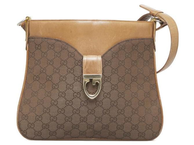 Gucci Vintage GG Canvas Shoulder Bag Brown Cloth  ref.1312840