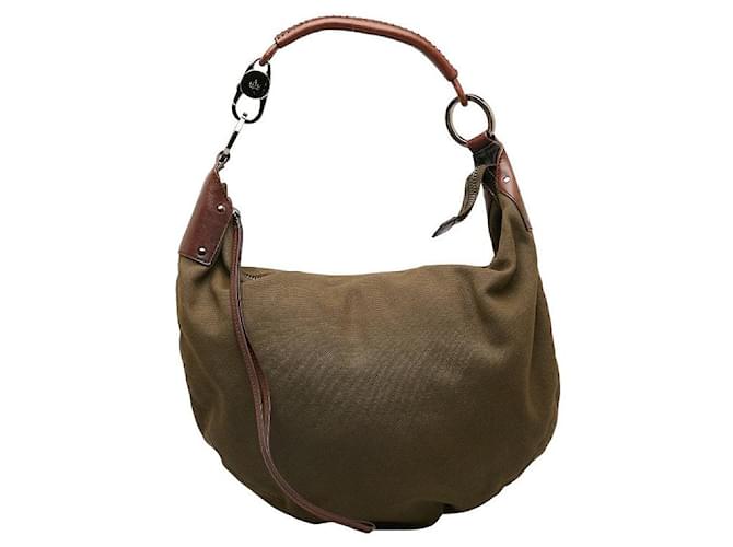 Gucci Halbmondförmige Hobo-Tasche aus Segeltuch Bronze Leinwand  ref.1312856