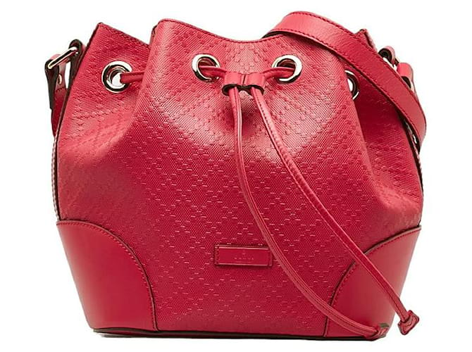 Gucci Diamante Leather Hilary Medium Bucket Bag Red Pony-style calfskin  ref.1312859
