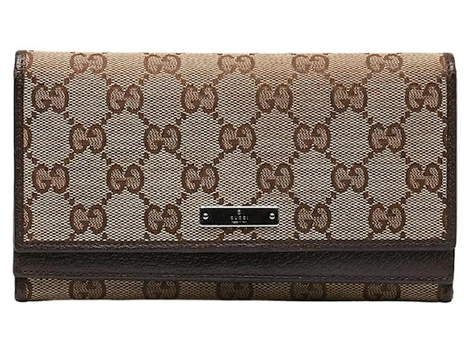 Gucci GG Canvas Continental Wallet Brown Cloth  ref.1312863