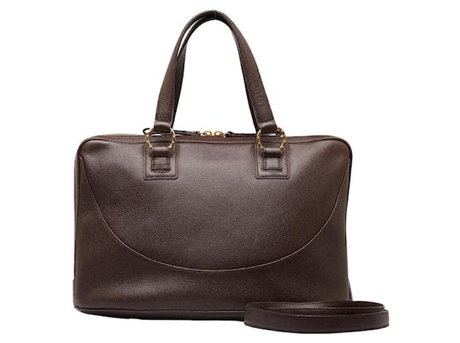 Bulgari Leather Business Bag Brown Pony-style calfskin  ref.1312980