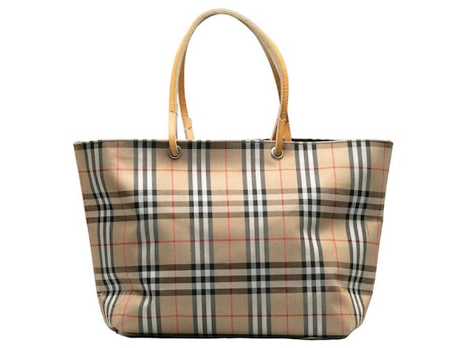 Burberry House Check Canvas Tote Bag Brown Cloth  ref.1313044