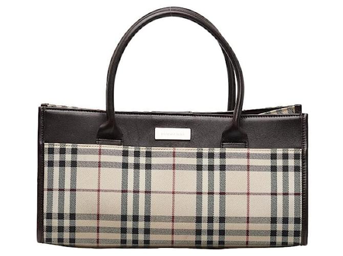 Burberry House Check Handbag Brown Cloth  ref.1313049