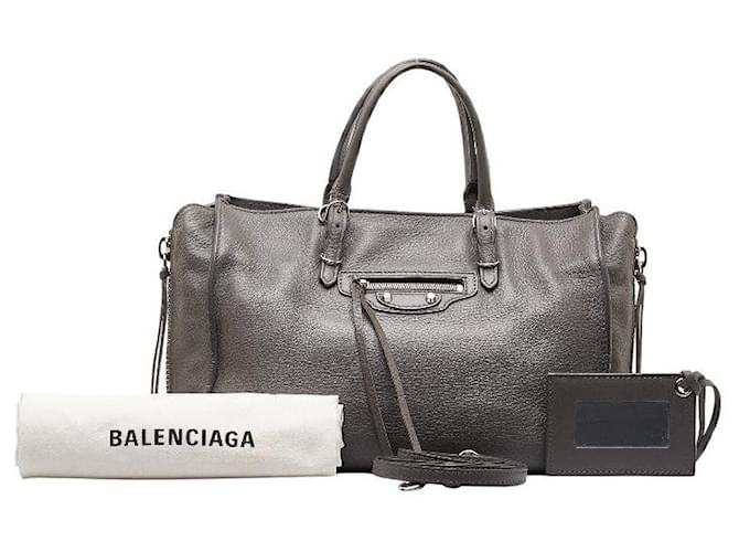 Balenciaga Leather Papier Handbag Grey Pony-style calfskin  ref.1313081