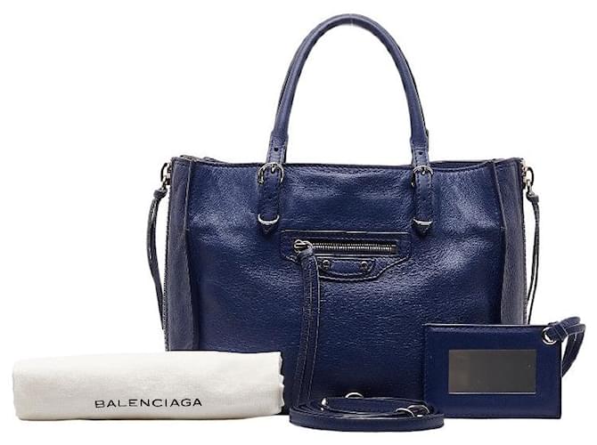 Balenciaga Leather Papier Handbag Blue Pony-style calfskin  ref.1313082