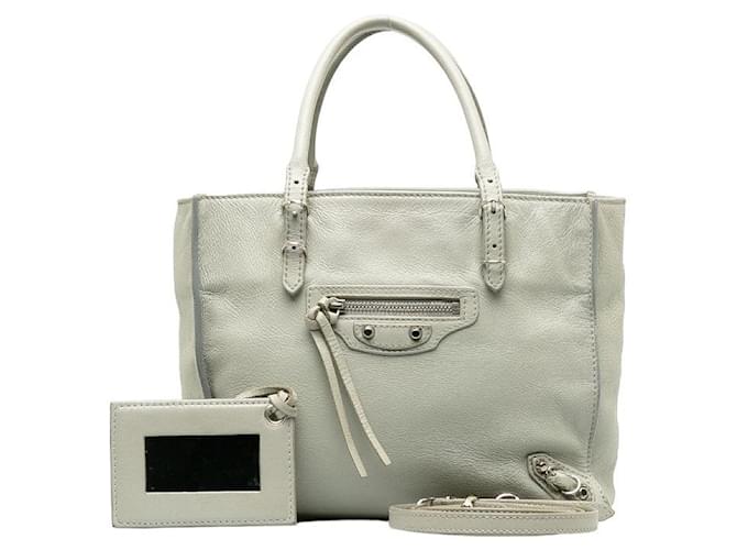 Balenciaga Mini Papier Bag Grey Pony-style calfskin  ref.1313083