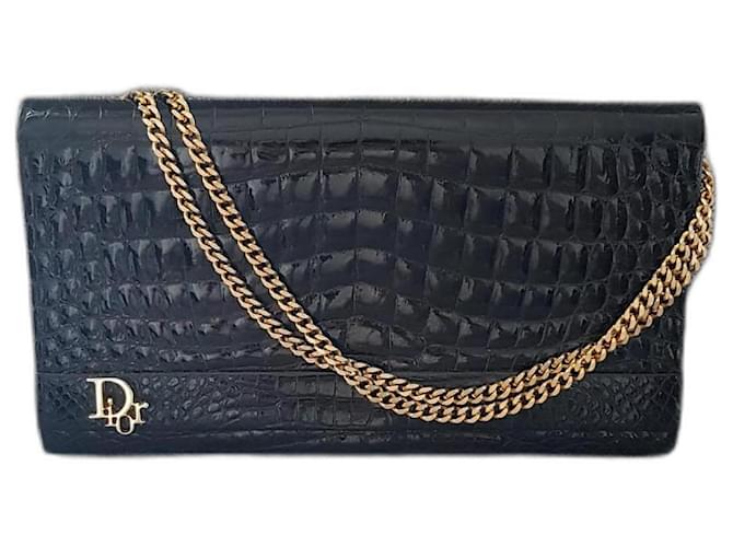 Dior Clutch bags Black Exotic leather  ref.1313207
