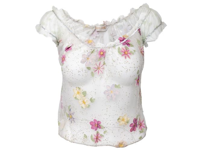 Top floreale trasparente Roberto Cavalli Multicolore