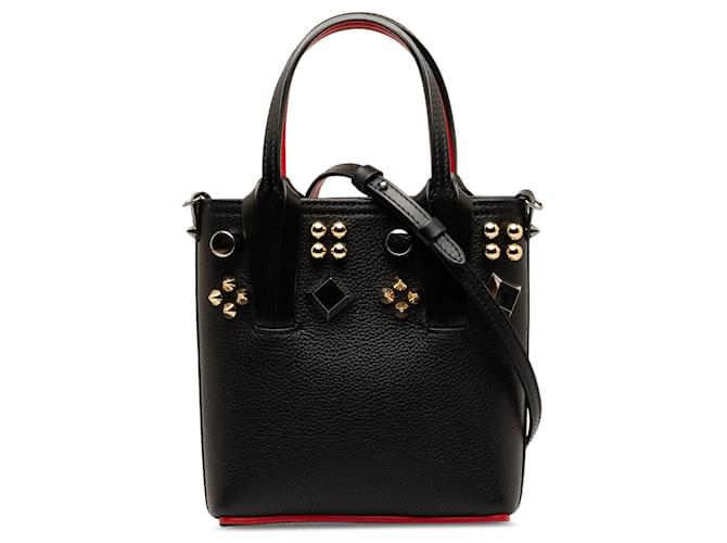 Black Christian Louboutin Mini Studded Empire Spikes Cabata North South Satchel Leather  ref.1313293