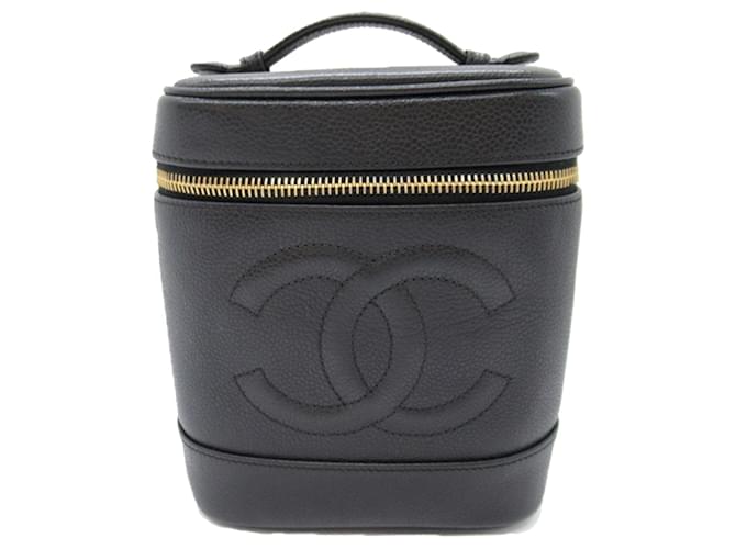 Vanity Bolsa de vaidade Chanel CC Caviar preta Preto Couro  ref.1313305