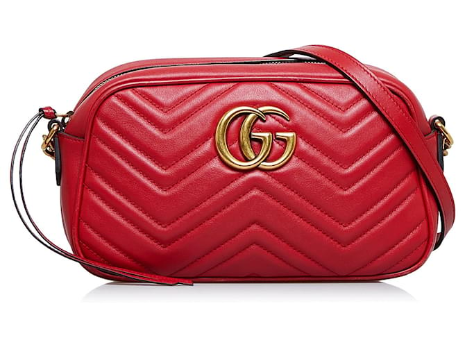 Kleine rote Umhängetasche „GG Marmont“ von Gucci Leder  ref.1313326