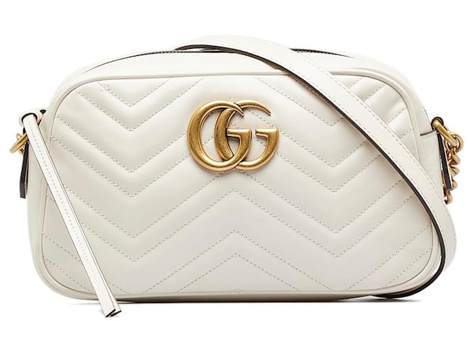 White Gucci Small GG Marmont Matelasse Crossbody Leather  ref.1313329