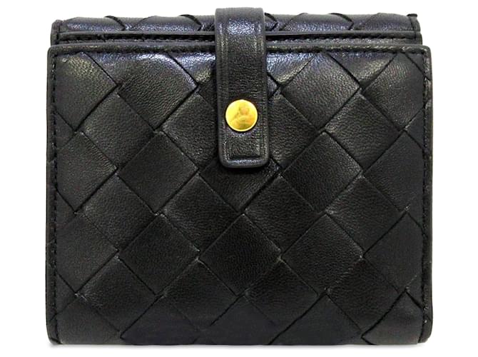Black Bottega Veneta Intrecciato Leather Bifold Wallet  ref.1313334