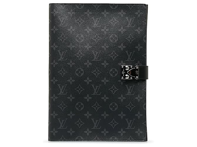 Carpeta Franck Eclipse con monograma de Louis Vuitton negra Negro Lienzo  ref.1313351