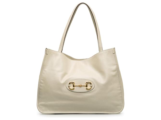White Gucci Horsebit 1995 Leather Tote Bag  ref.1313366