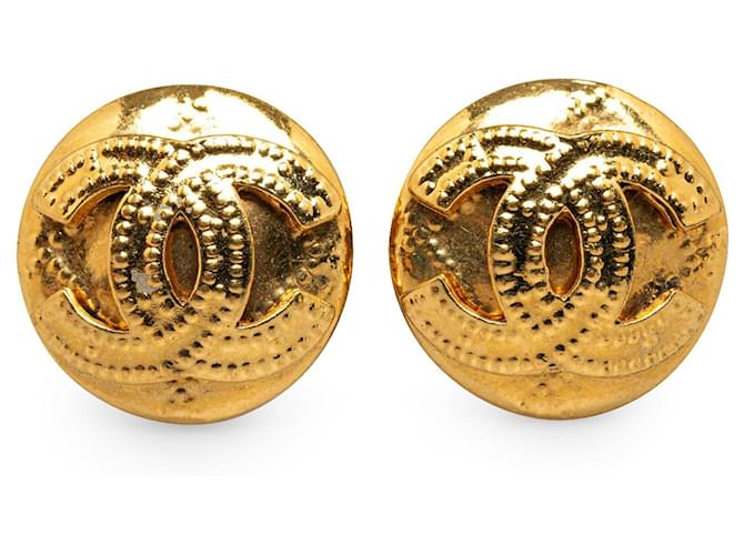 Goldene Chanel CC Ohrclips, Modeschmuck-Armband Vergoldet  ref.1313389