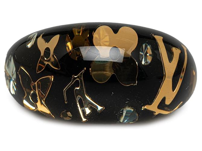Schwarzes Louis Vuitton-Modeschmuckarmband mit Kristalleinschluss-Harzring   ref.1313398