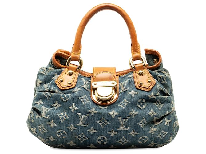 Blaue Louis Vuitton Monogram Denim Pleaty Handtasche Leder  ref.1313410